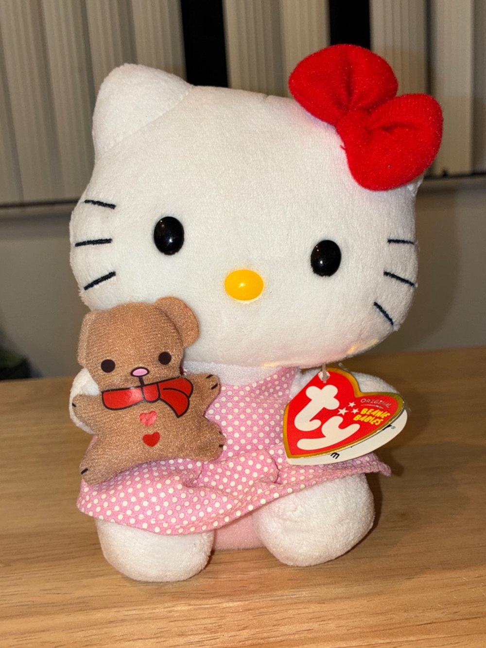 NWT Ty Beanie Babies Hello Kitty Plush Pink Polka Dot Dress Teddy Bear Sanrio